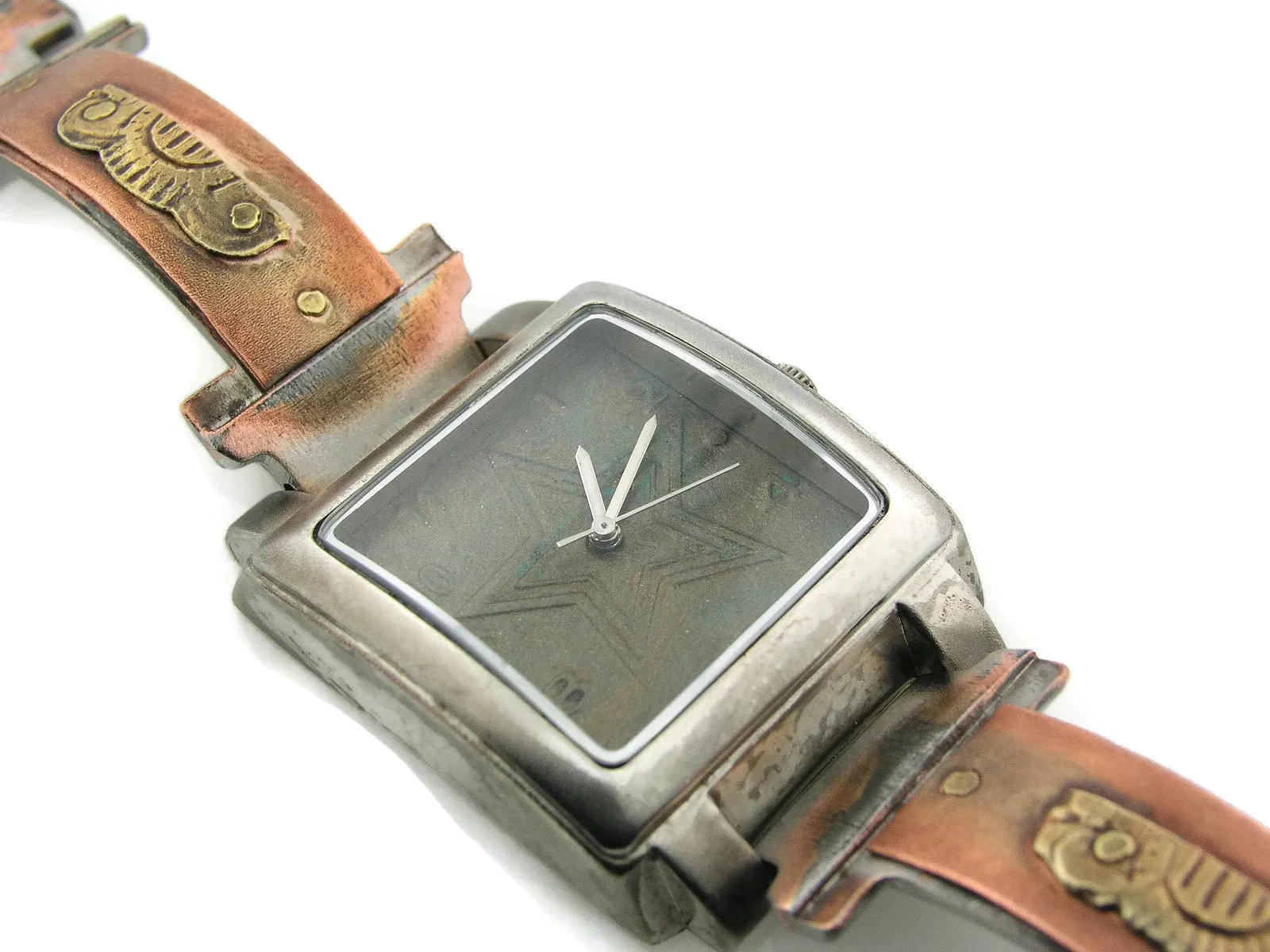 Copper & Brass Watch, bluer Dial