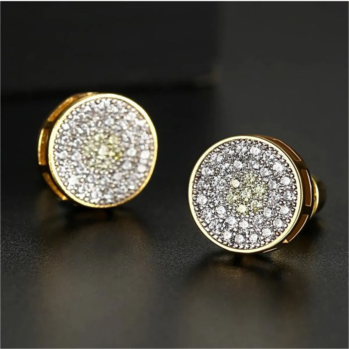 Cubic Zirconia & 18K Gold-Plated Flower Round Stud Earrings
