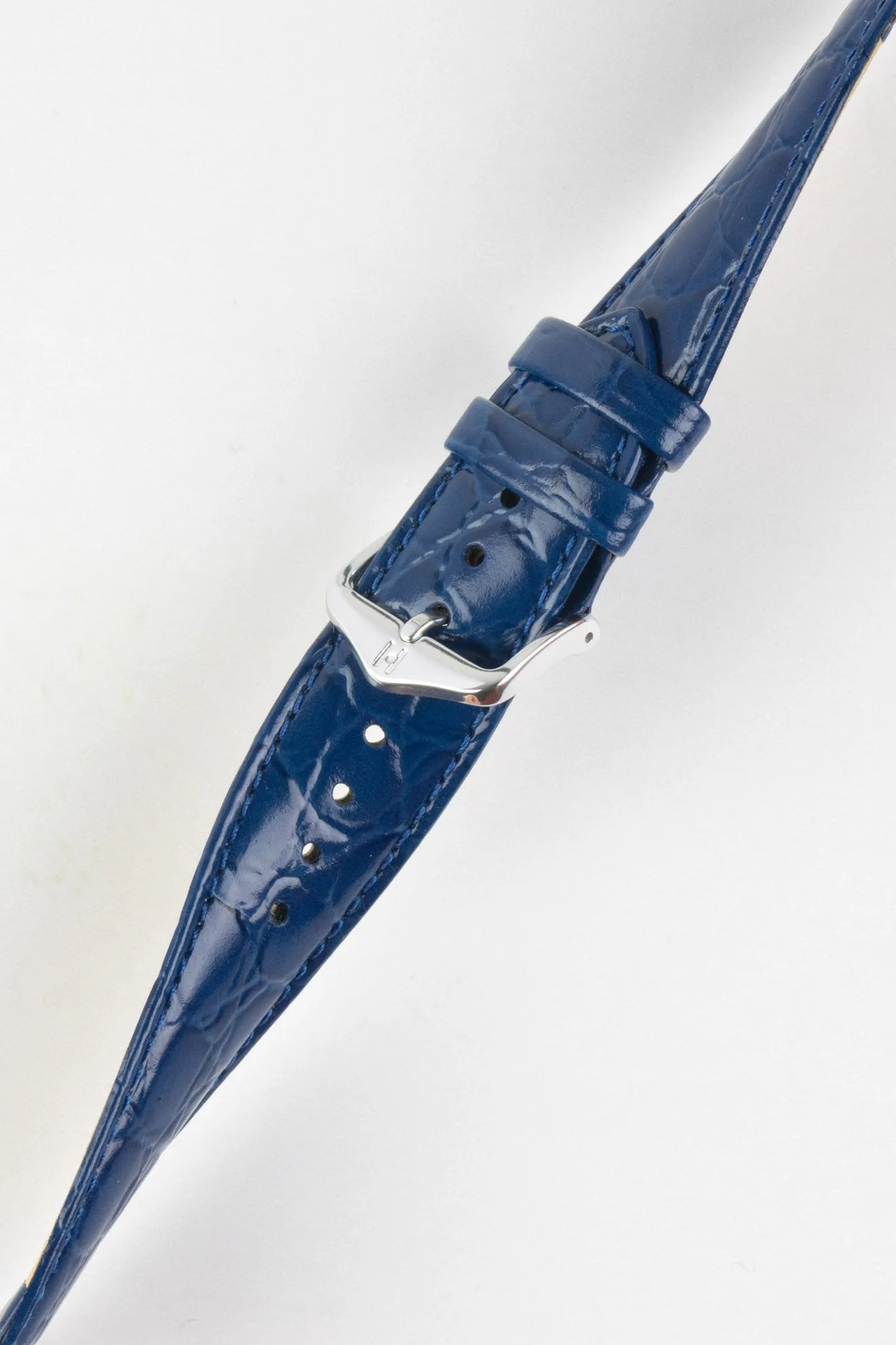 Hirsch CROCOGRAIN Crocodile Embossed Leather Watch Strap in MIDNIGHT BLUE