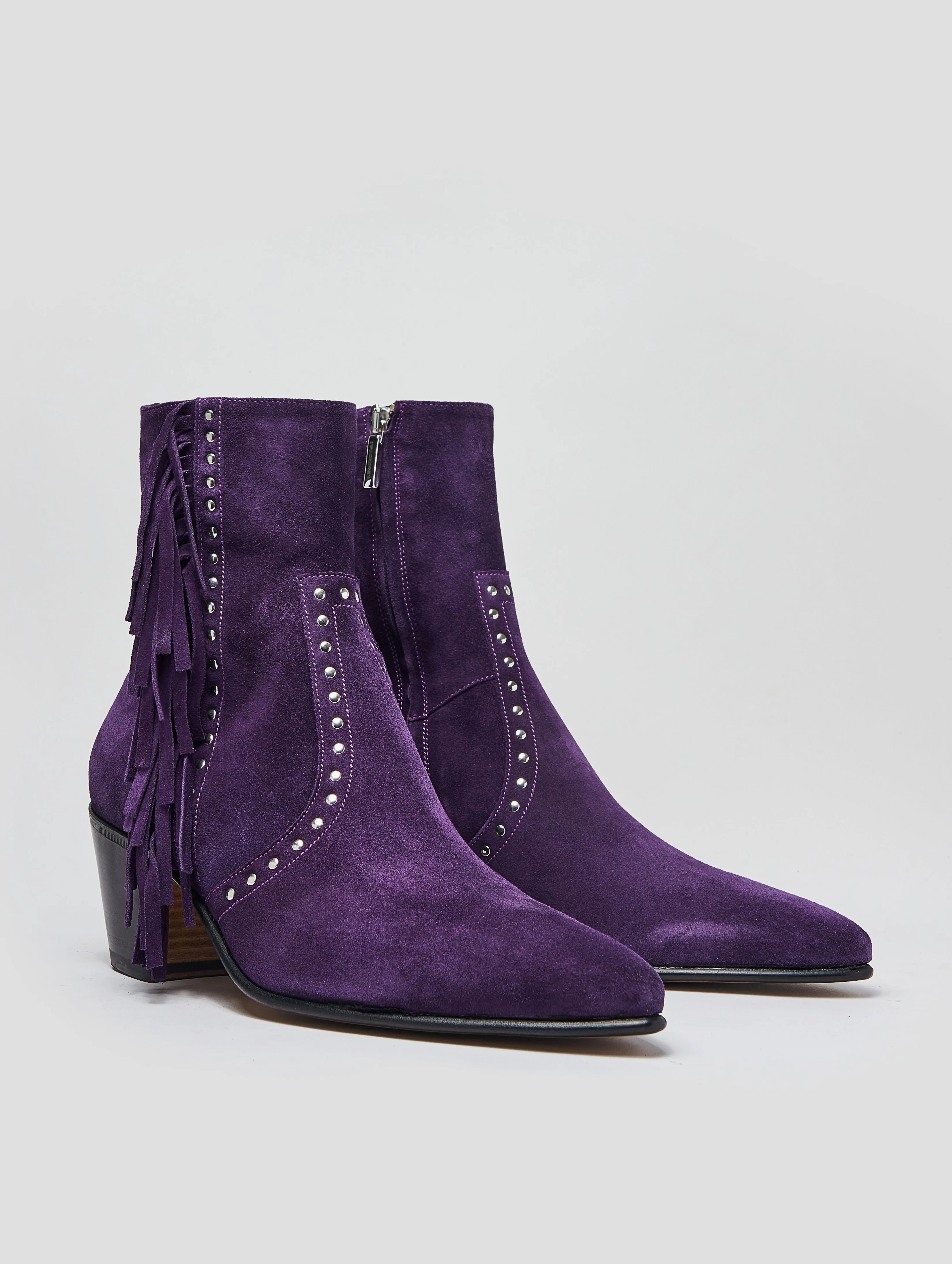 NICO 60MM "MOJAVE" FRINGED BOOT IN PURPLE SUEDE-Woman